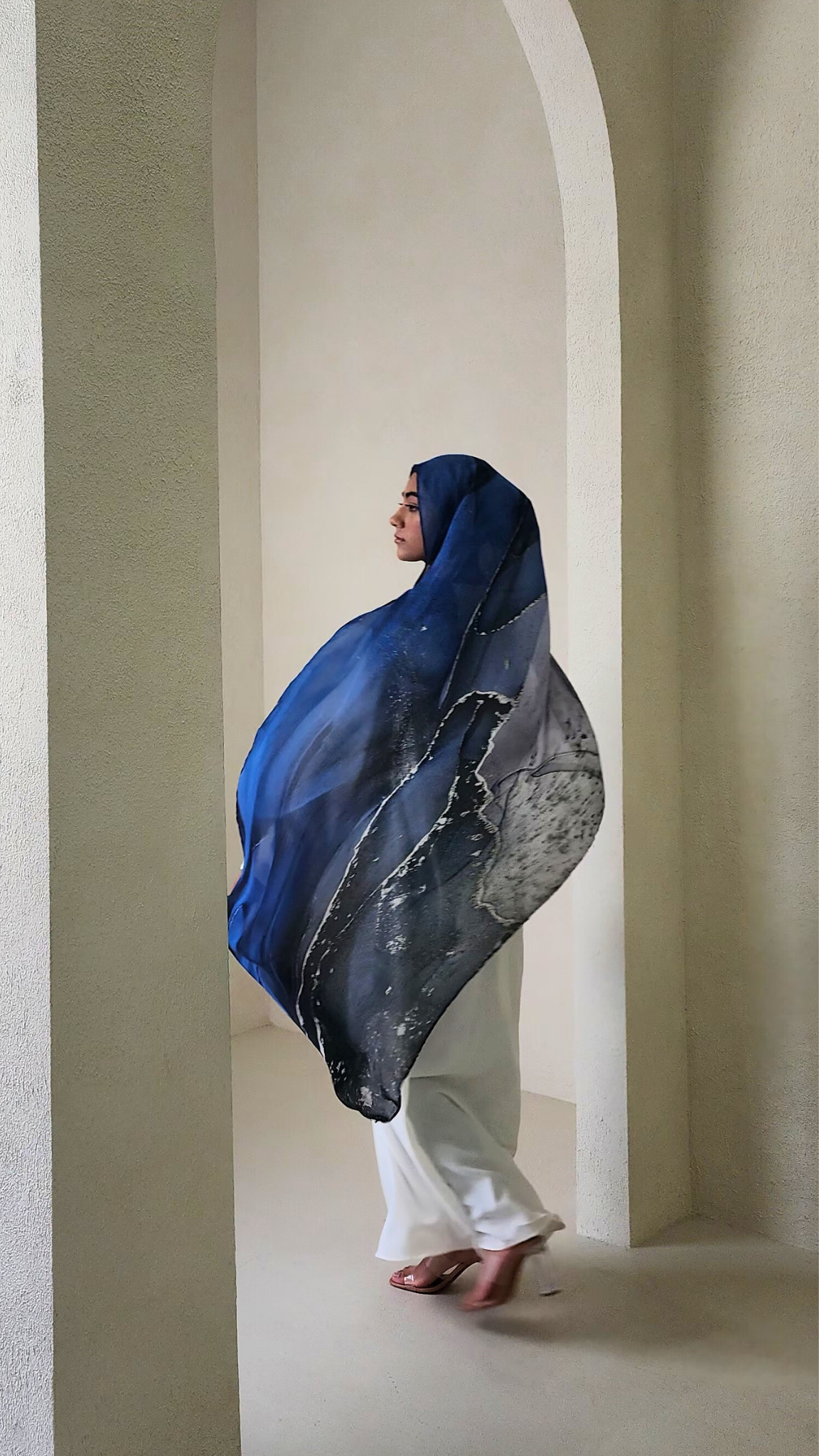 Marble Modal Hijab - Azure