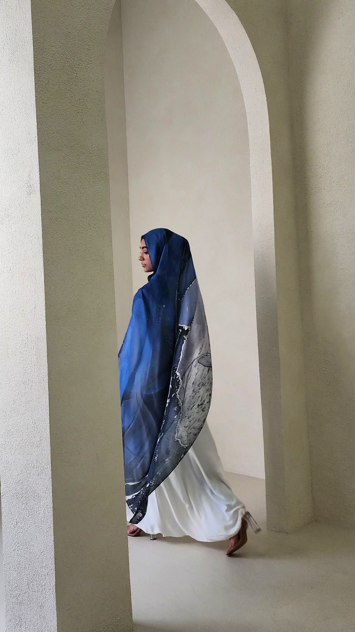 Marble Modal Hijab - Azure