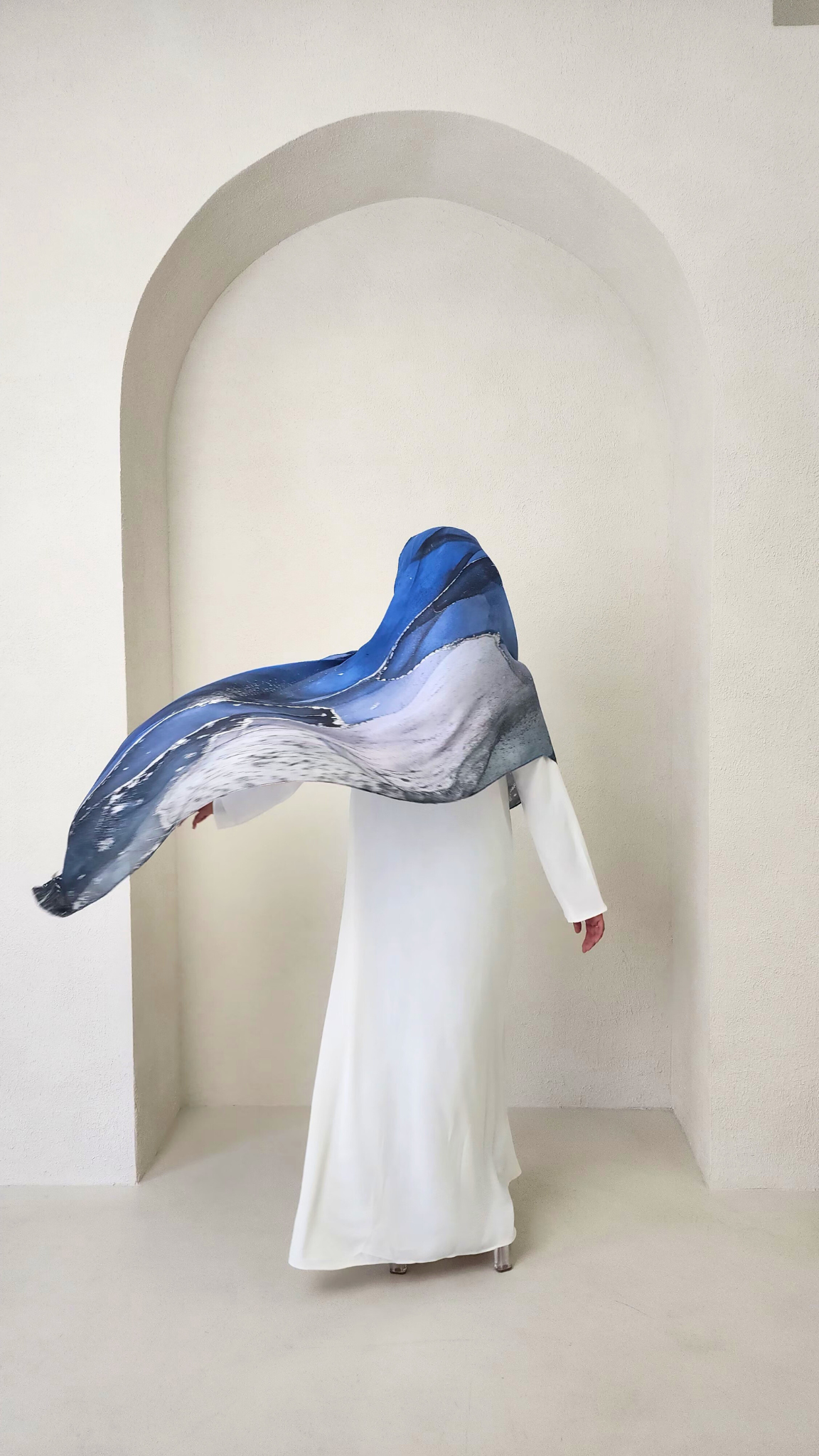 Marble Modal Hijab - Azure