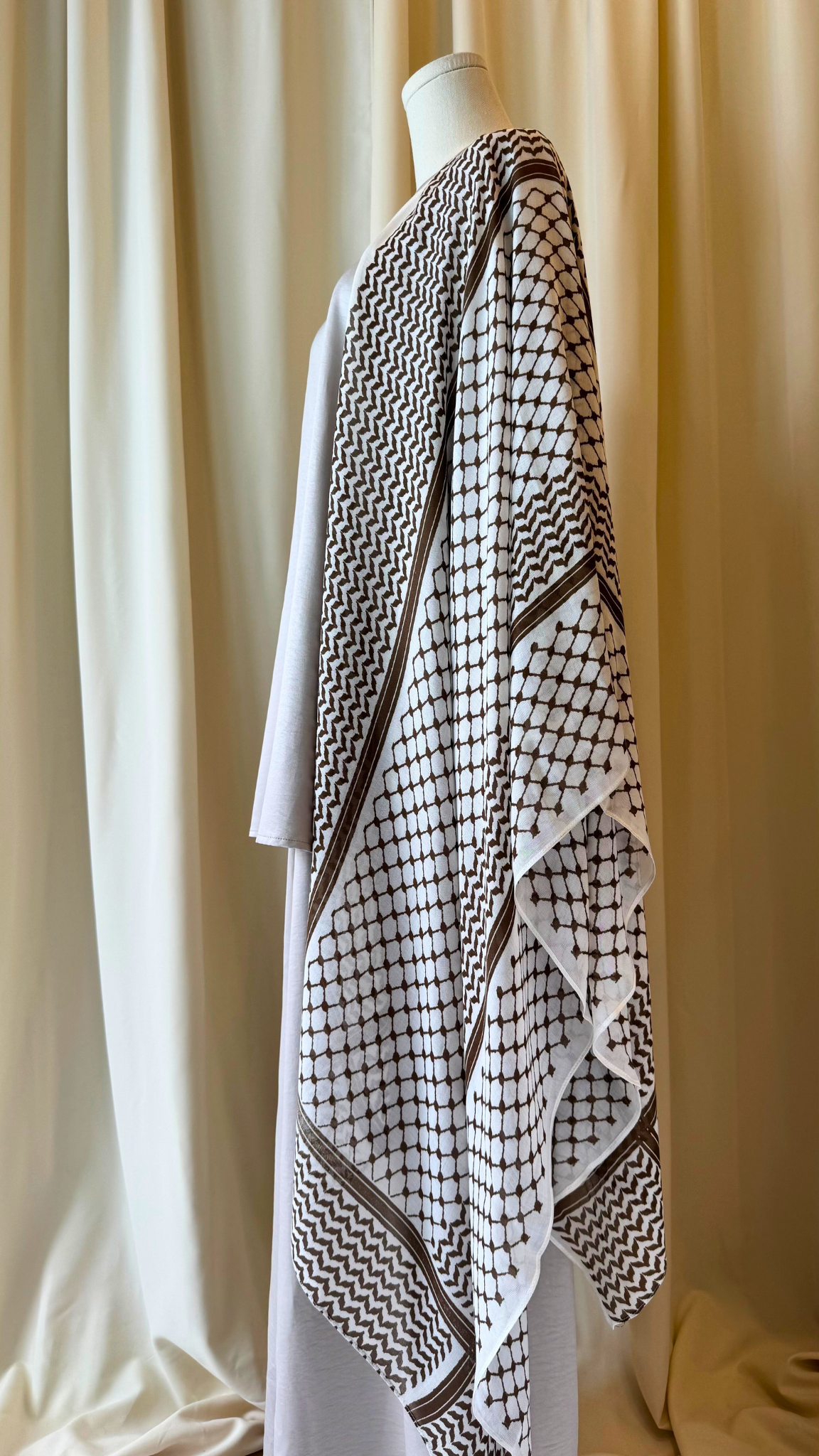 Keffiyeh Print Modal Hijab - Brown