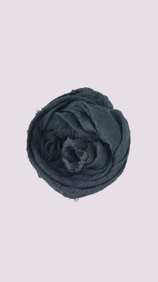 Cotton Crinkle Hijab - Gunmetal