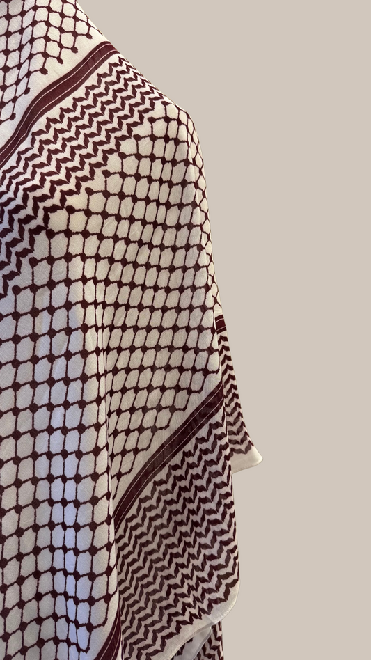 Keffiyeh Print Modal Hijab - Maroon