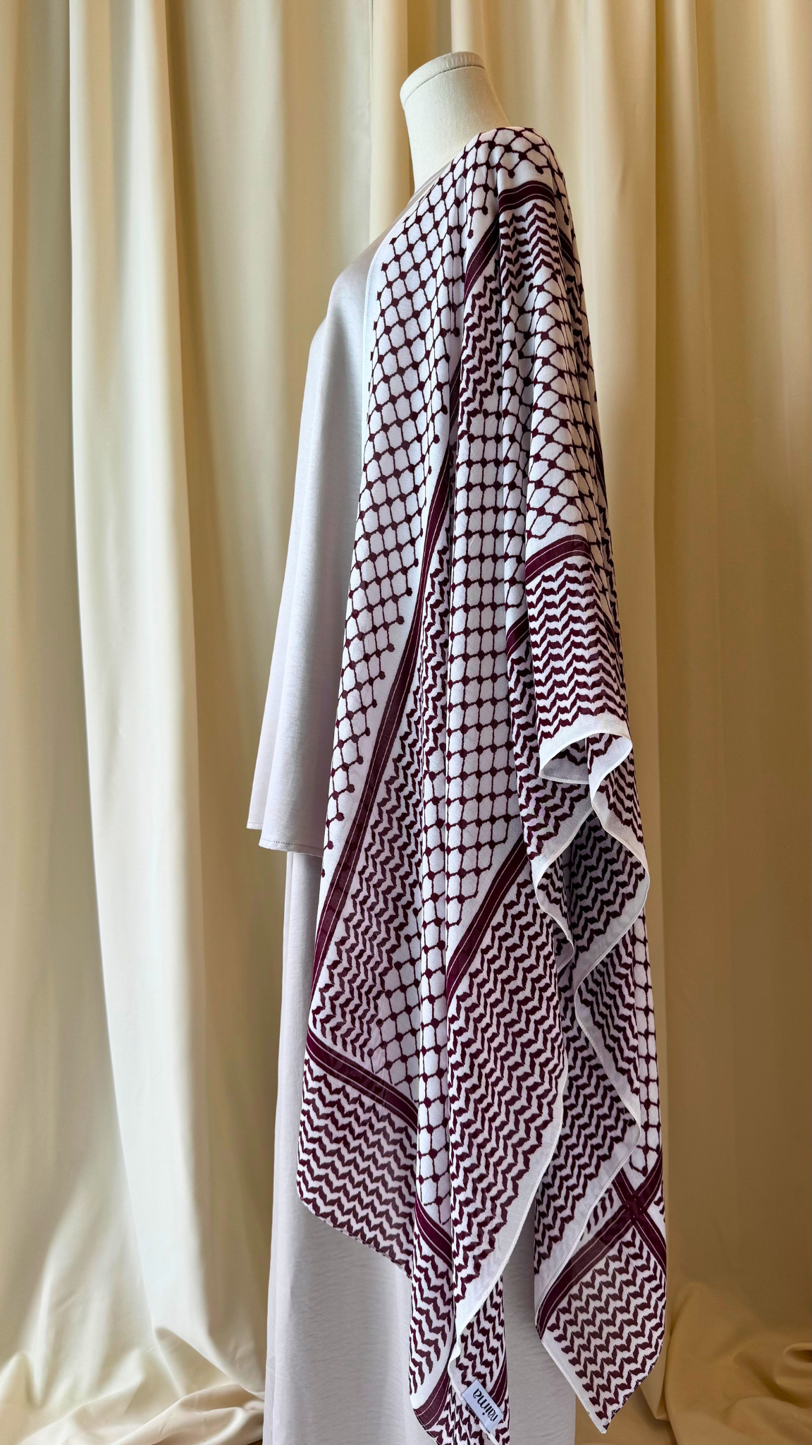 Keffiyeh Print Modal Hijab - Maroon