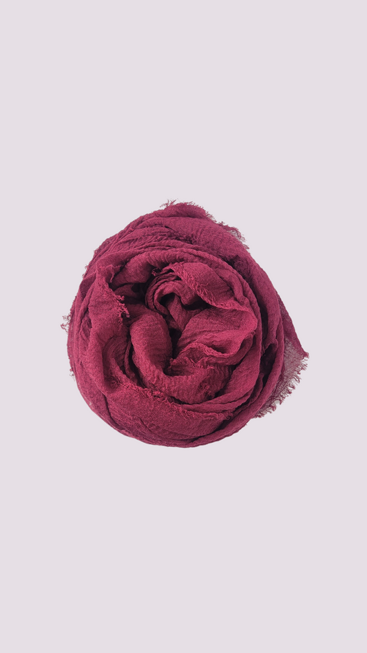 Cotton Crinkle Hijab - Wine Berry